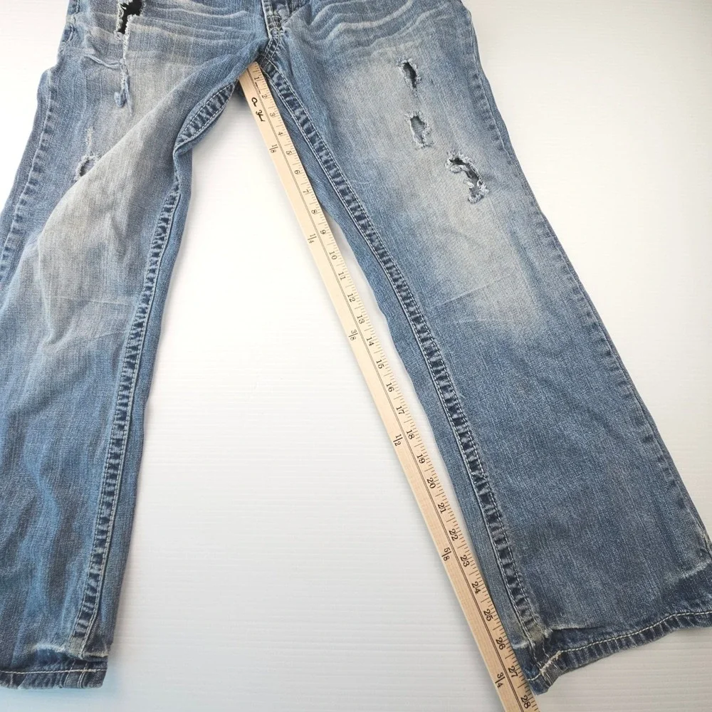 Axel Brand Wolcot Bootcut Jeans Mens 32x30 Distressed Destroyed Distressed Blue